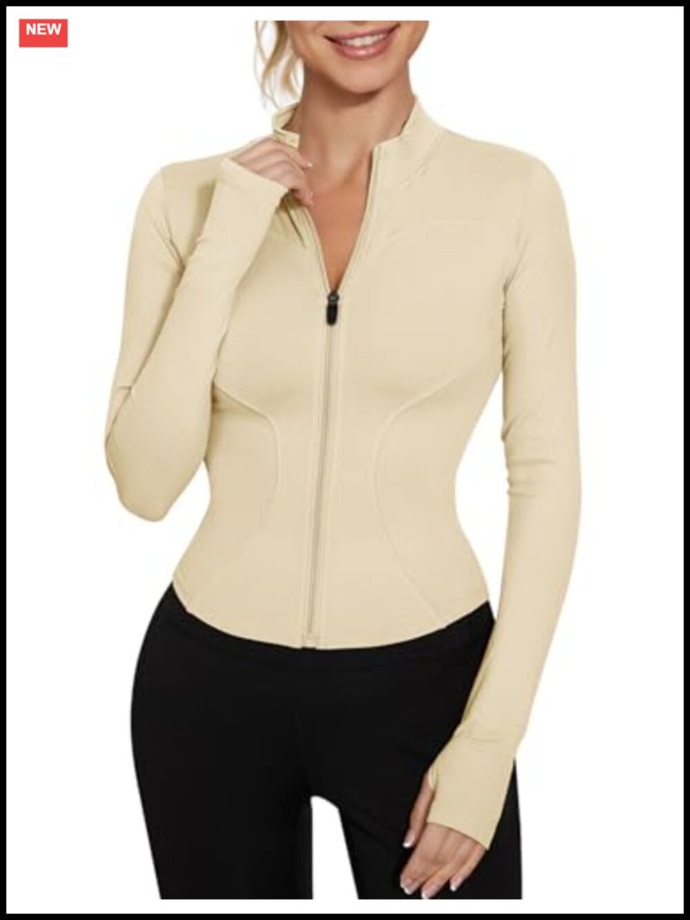 Women's Cropped Zip-Up Yoga Jacket Lightweight Athletic Slim Fit Active Top